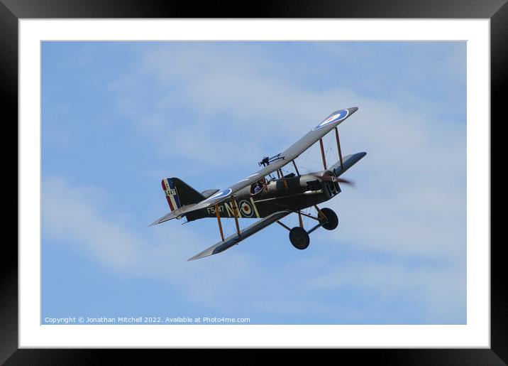 SE5a replica biplane in flight Framed Mounted Print by Jonathan Mitchell