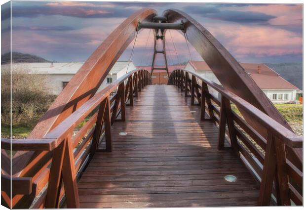 wooden pedestrian bridge with amazing sky Canvas Print by David Galindo