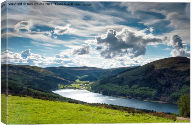 Talybont Reservoir and a Dragon flying overhead Wa Canvas Print by Nick Jenkins