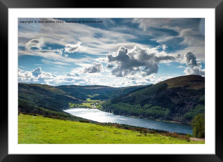 Talybont Reservoir and a Dragon flying overhead Wa Framed Mounted Print by Nick Jenkins