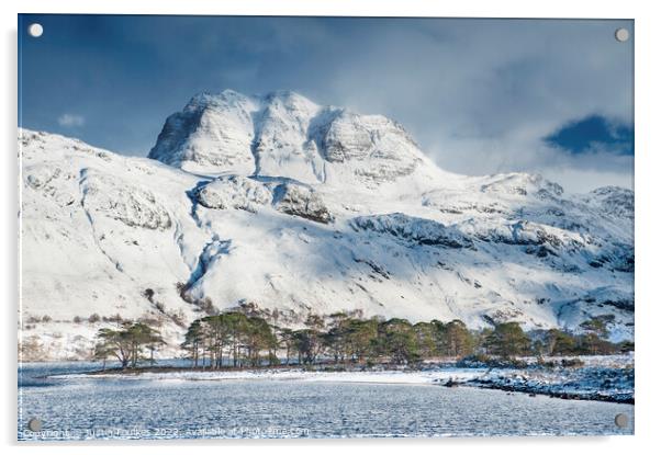 Slioch in winter, Scottish Highlands Acrylic by Justin Foulkes