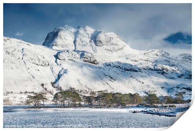 Slioch in winter, Scottish Highlands Print by Justin Foulkes