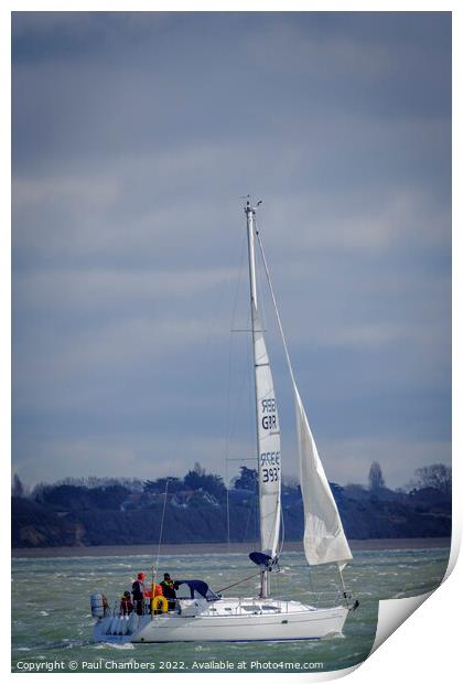 Majestic Yacht Sails Through Southampton Water Print by Paul Chambers