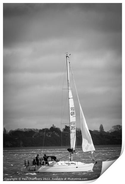  Yacht Sailing up Southampton Water Print by Paul Chambers