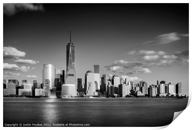 The Manhattan skyline from New Jersey, New York Print by Justin Foulkes