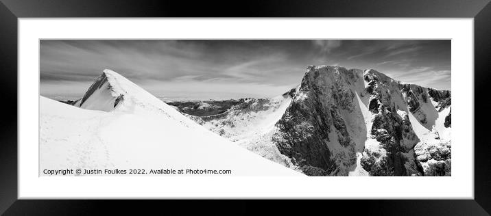 Mountaineers on the Carn Mor Dearg arete, Ben Nevis Framed Mounted Print by Justin Foulkes