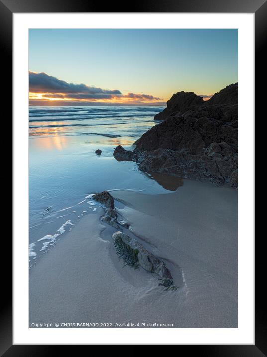 Sunset Freathy Cornwall Framed Mounted Print by CHRIS BARNARD