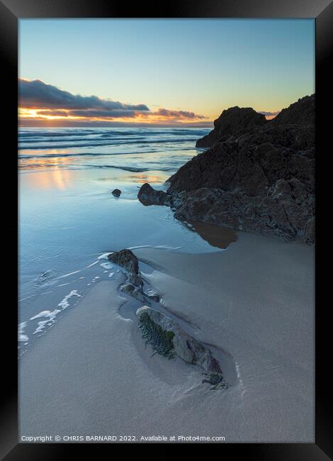 Sunset Freathy Cornwall Framed Print by CHRIS BARNARD
