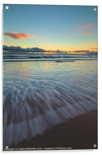 Waves At Sunset Acrylic by CHRIS BARNARD