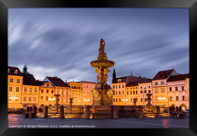 Ceske Budejovice at night, Czechia Framed Print by Sergey Fedoskin