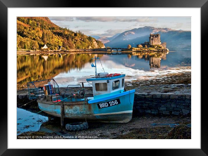Eilean Donan Castle with the Saltire unfurled Framed Mounted Print by Chris Drabble