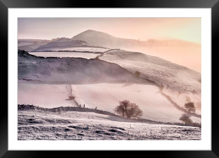 High Wheeldon emerging through the mist Framed Mounted Print by Chris Drabble