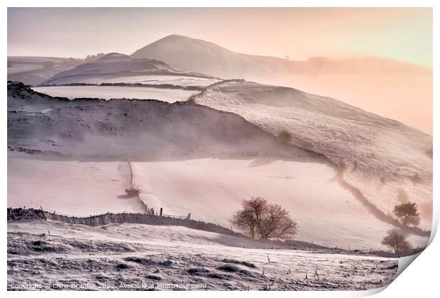 High Wheeldon emerging through the mist Print by Chris Drabble