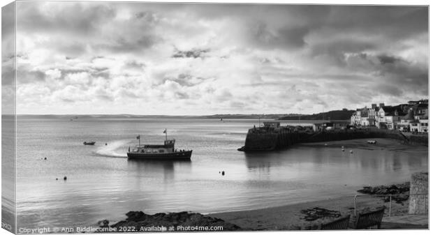 St Mawes Ferry arriving in port Canvas Print by Ann Biddlecombe