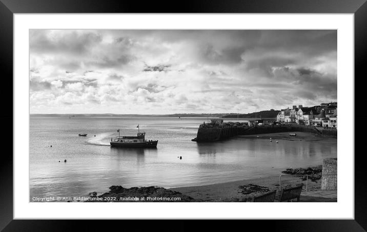 St Mawes Ferry arriving in port Framed Mounted Print by Ann Biddlecombe