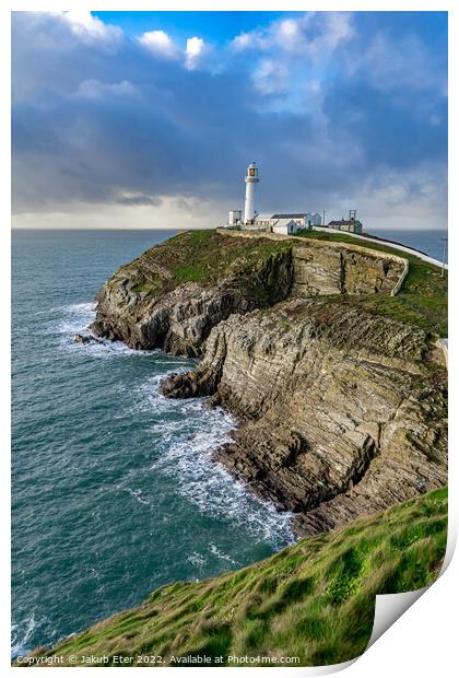 Lighthouse in north Wales in beautiful place  Print by Jakub Eter