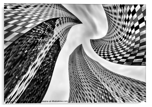 Manchester Deansgate Abstract Architecture in monochrome Acrylic by Paul James