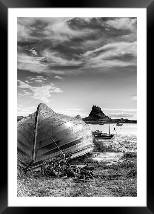 Lindisfarne Fishing Boat (B&W) Framed Mounted Print by Kevin Tate