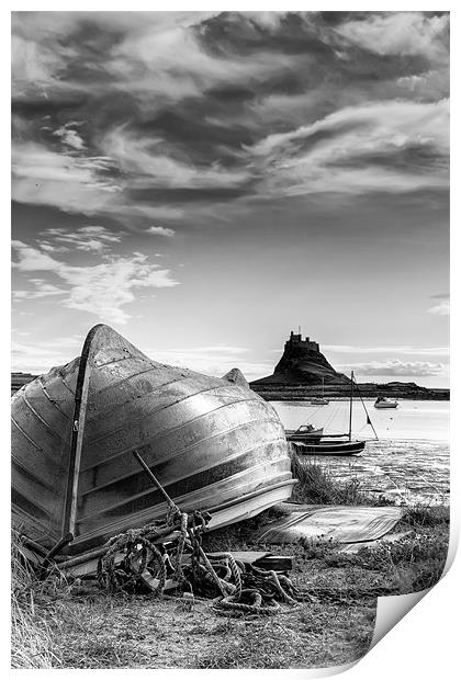 Lindisfarne Fishing Boat (B&W) Print by Kevin Tate