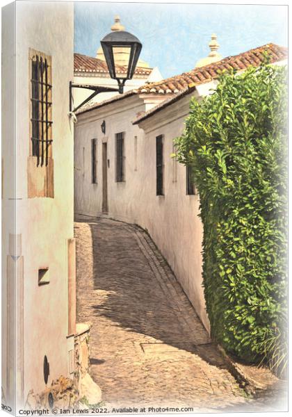 A Village Lane in Portugal Canvas Print by Ian Lewis