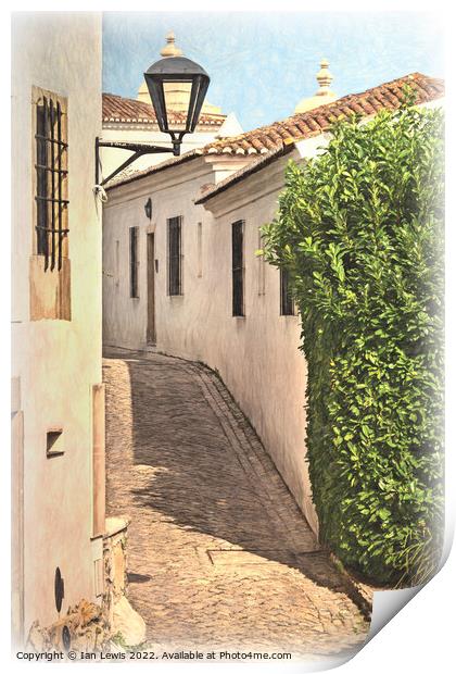 A Village Lane in Portugal Print by Ian Lewis