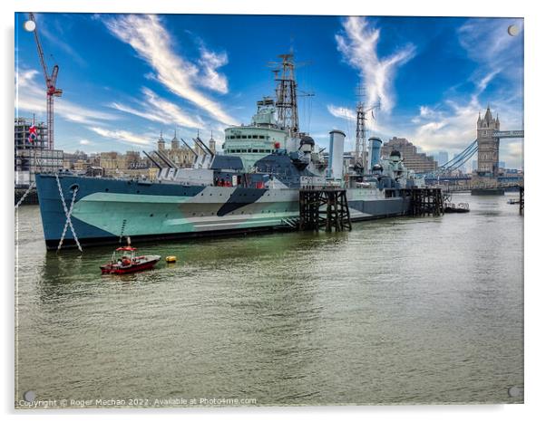 Towering over Thames Acrylic by Roger Mechan