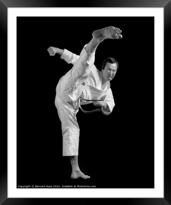 Enoeda Sensei - mawashi-geri  Framed Mounted Print by Bernard Rose Photography