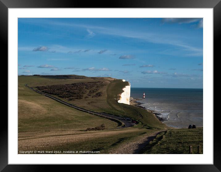 Beachy Head and the Lighthouse. Framed Mounted Print by Mark Ward