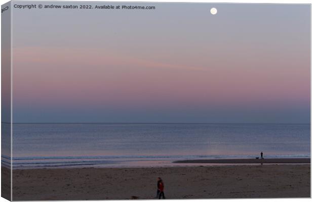 MOON ON SUNSET Canvas Print by andrew saxton