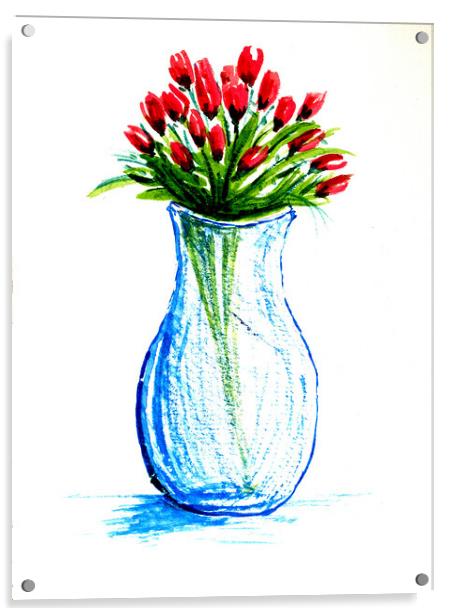 Vase of Flowers in portrait (watercolor) Acrylic by john hill