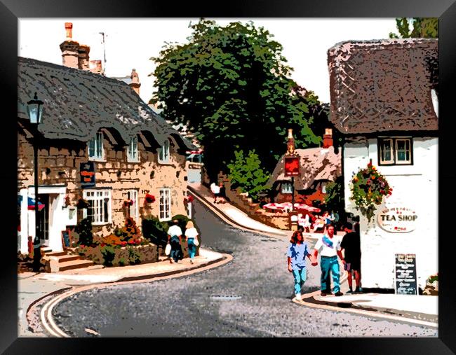 Shanklin Village painting, Isle of Wight. Framed Print by john hill