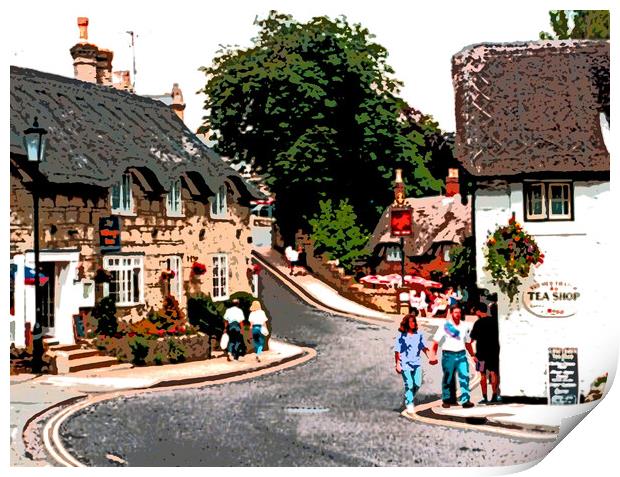 Shanklin Village painting, Isle of Wight. Print by john hill
