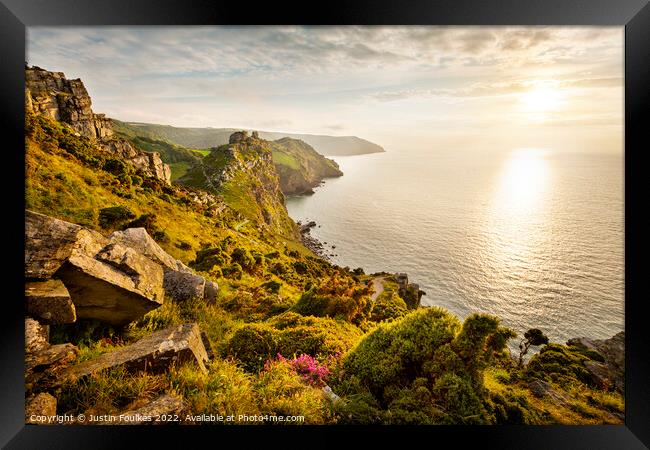 The Valley of Rocks, North Devon coast Framed Print by Justin Foulkes