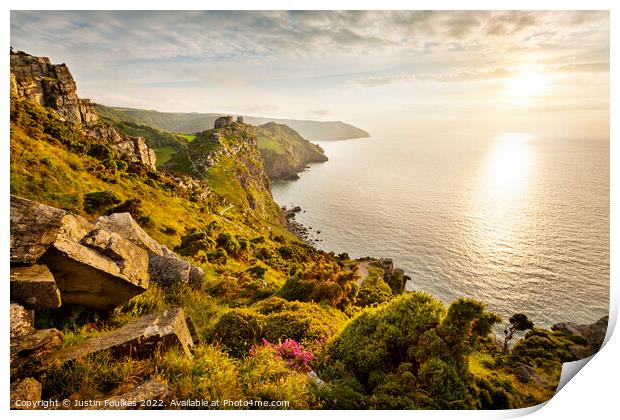 The Valley of Rocks, North Devon coast Print by Justin Foulkes