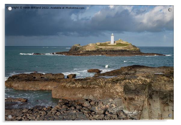 Godrevy lighthouse cornwall Acrylic by Kevin Britland