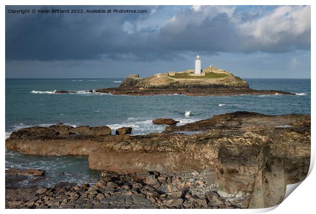 Godrevy lighthouse cornwall Print by Kevin Britland