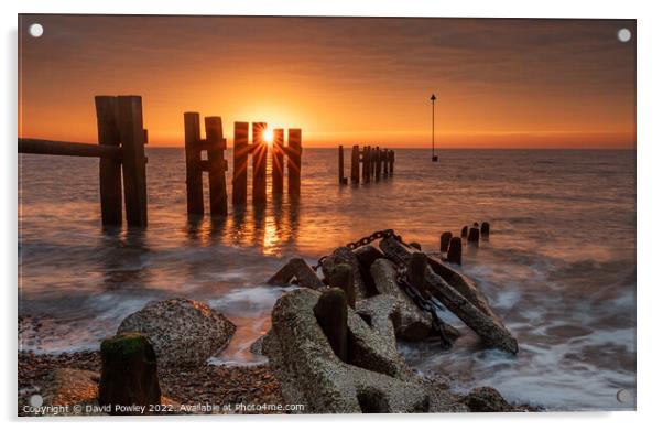 Rising Sun on Bawdsey Beach Acrylic by David Powley