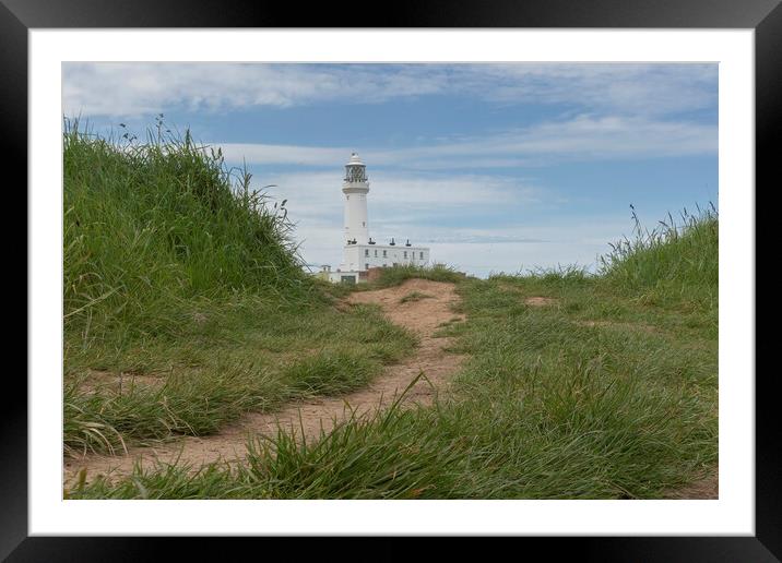 Flamborough Head Lighthouse path Framed Mounted Print by Jonathan Thirkell