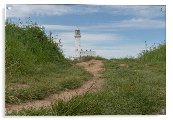 Flamborough Head Lighthouse path Acrylic by Jonathan Thirkell