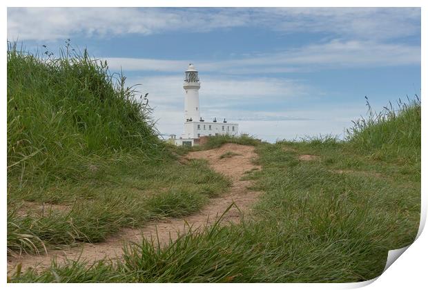 Flamborough Head Lighthouse path Print by Jonathan Thirkell