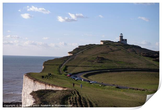 Belle Tout Lighthouse and the Beachy Head Cliffs Print by Mark Ward