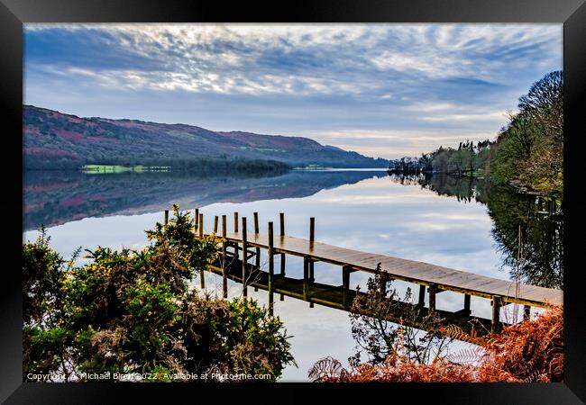 Serene Reflections at Coniston Water Framed Print by Michael Birch