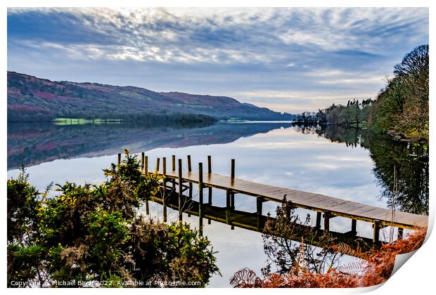 Serene Reflections at Coniston Water Print by Michael Birch
