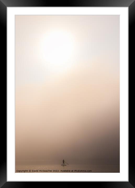 Paddler in the mist Framed Mounted Print by David McGeachie
