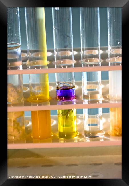 Test tubes in a rack  Framed Print by PhotoStock Israel