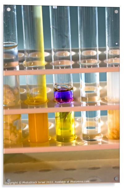 Test tubes in a rack  Acrylic by PhotoStock Israel