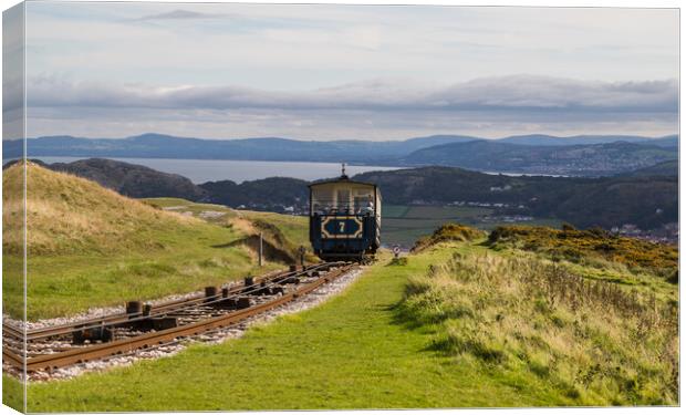Great Orme tram departing the peak Canvas Print by Jason Wells