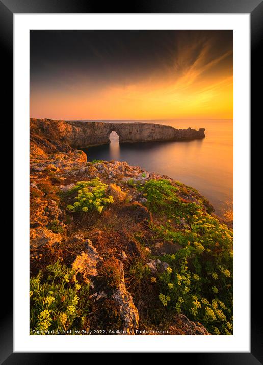Pont D'En Gil Sunset Menora Framed Mounted Print by Andy Gray