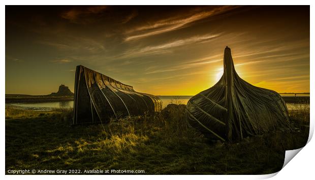 Holy Island Sunrise Northumberland Print by Andy Gray