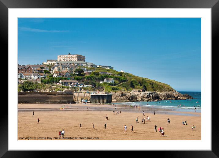 Newquay Beach and The Atlantic Hotel Framed Mounted Print by Martin Day
